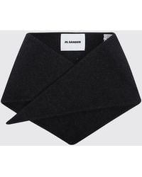 Jil Sander - Triangular Pure Wool Scarf With Applied Logo - Lyst