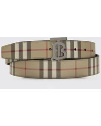 Burberry - Reversibler Gürtel Aus Beschichteter Baumwolle Mit Checkmuster Und Leder - Lyst