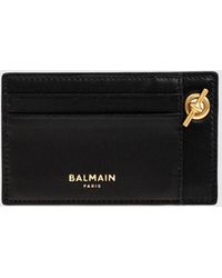 Balmain - Flat Lambskin Leather Card Holder With Charm And 6 Slots - Lyst