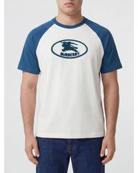 Burberry - Cotton Crewneck T-Shirt With Equestrian Knight Logo - Lyst