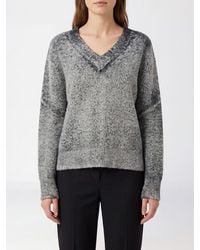 Avant Toi - V-Neck Cotton Sweater With Abstract Print And Dropped Shoulders - Lyst