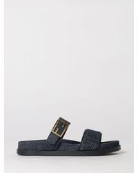Fendi - Feel Denim Sandals With Ff Jacquard Monogram - Lyst