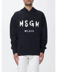 MSGM - Relaxed Fit Cotton Hoodie With Pouch Pocket And Logo - Lyst