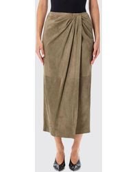 Ralph Lauren - Draped Suede Leather Midi Pencil Skirt - Lyst