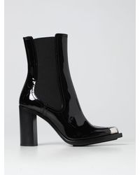 Alexander McQueen Patent Leather Ankle Boots - Black