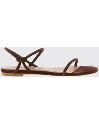 STAUD - Laurel Low-Heeled Suede Sandals With Open Toe - Lyst
