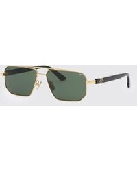 Philipp Plein - Aviator Metal Sunglasses With Double Bridge And Hexagon Logo - Lyst