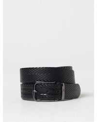 Emporio Armani - Woven Leather Belt With Gunmetal Buckle - Lyst