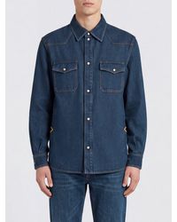 Valentino Garavani - Slim Fit Cotton Denim Shirt With Metallic Logo - Lyst