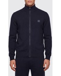 BOSS - Cotton And Cashmere Turtleneck Zip-Up Jumper - Lyst