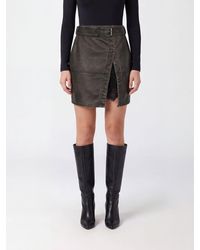 Pinko - Faux Leather Pencil Midi Skirt With Slit And Belted Waist - Lyst