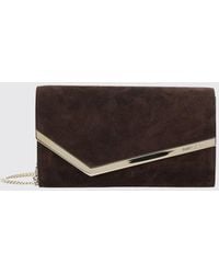 Jimmy Choo - Emmie Suede Clutch Bag With Chain Strap - Lyst
