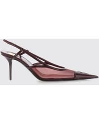 Saint Laurent - Renée Mesh And Leather Slingback Pumps With Ysl Monogram And Mid Heel - Lyst