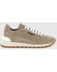 Brunello Cucinelli - Suede Calfskin Low-Top Trainers With Monili Detail - Lyst