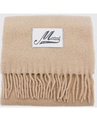 Marni - Logo-Patch Fringed Alpaca Wool-Blend Scarf - Lyst