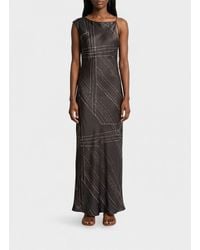Alysi - Long Silk Slip Dress With Abstract Print And Thin Straps - Lyst