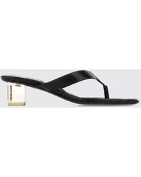 Saint Laurent - Sip Lambskin Thong Sandals With Monogram Heel - Lyst