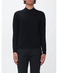 Zanone - Long-Sleeved Knit Wool Polo With Three-Button Placket - Lyst