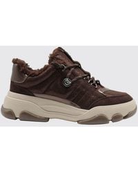 Pinko - Athena Crackled-Effect Leather Sneakers With Soft Shearling Lining - Lyst