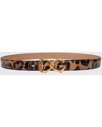 Dolce & Gabbana - Dolce &Amp Gabbana Animalier Patent Leather Belt With Dg Monogram Buckle - Lyst