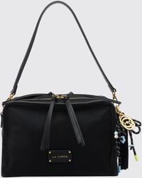 La Carrie - Nylon Shoulder Bag With Logo Charm And Removable Strap - Lyst