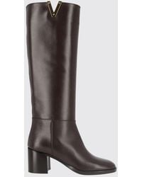 Via Roma 15 - Smooth Leather Knee-High Boots With Medium Heel - Lyst