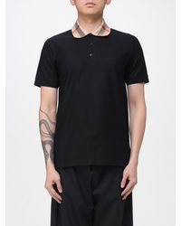 Burberry - Cotton Polo Shirt With Check Collar - Lyst