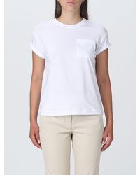 Brunello Cucinelli - T-shirt in cotone con monile - Lyst