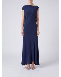 Alberta Ferretti - Long Satin Slip Dress For Ceremonies And Events - Lyst