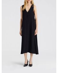 Momoní - Momon&Igrave Vestido Lencero Midi Eisla De En Viscosa Con Escote En V Y Cremallera - Lyst