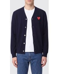 COMME DES GARÇONS PLAY - Comme Des Gar&Ccedil	Ons Play V-Neck Wool Cardigan With An Embroidered Logo - Lyst