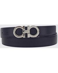 Ferragamo - Gancini Grained Calfskin Belt - Lyst