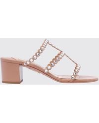 Aquazzura - Tequila Crystal-Embellished Nappa Leather Mule Sandals With Mid-Heel - Lyst