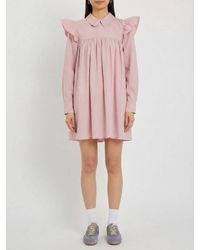 Ganni - Striped Organic Cotton Chemisier Dress - Lyst