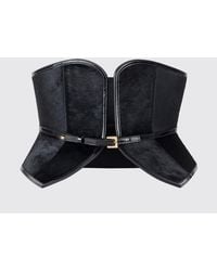 Elisabetta Franchi - Adjustable Leather And Pony Hair Corset Belt - Lyst