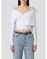 Balenciaga - Cropped Ruched Cotton Long-Sleeved Shirt - Lyst