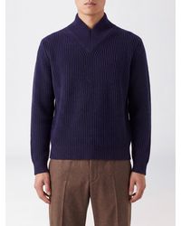Cruna - V-Neck Pure Wool Jumper With Long Sleeves And Ribbed Edges - Lyst