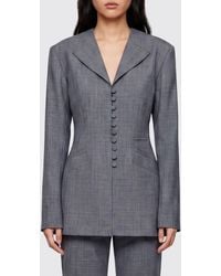 Ganni - Single-Breasted Wool Blend Blazer - Lyst