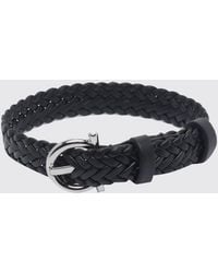 Ferragamo - Adjustable Woven Calf Leather Bracelet With Gancini Buckle - Lyst