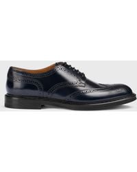 Doucal's - Brushed Leather Derby Shoes With Brogue Motif - Lyst