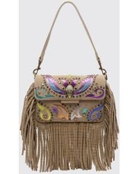 Kurt Geiger - Oxford Suede Mini Shoulder Bag With Fringes And Crystals - Lyst