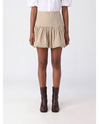 Ganni - Striped Linen-Cotton Blend Balloon Mini Skirt - Lyst