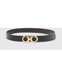 Ferragamo - Reversible And Adjustable Leather Belt With Gancini Buckle - Lyst