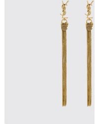 Saint Laurent - Ysl Monogram Brass Earrings - Lyst