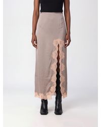 Valentino Garavani - Silk Midi Pencil Skirt With Lace Inserts And Front Slit - Lyst