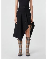 Burberry - High-Waisted Asymmetrical Midi Skirt - Lyst
