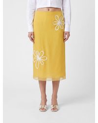 Fendi - Organza Pencil Skirt With Flowers - Lyst