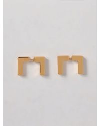 Elisabetta Franchi - Logo Brass Earrings - Lyst