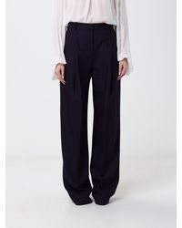 Elisabetta Franchi - High-Waisted Pinstripe Wool Blend Palazzo Trousers - Lyst