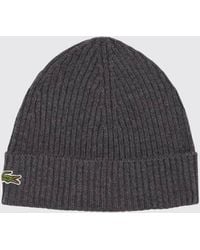 Lacoste - Gerippte Beanie-Mütze Aus Reiner Wolle Mit Umschlag Und Gesticktem Logo - Lyst